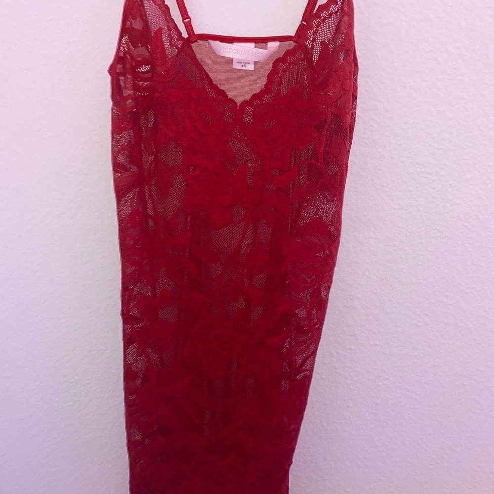 Red slip lace Victoria secret lingerie dress XS